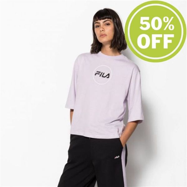 Fila Rehan With Crew Neck Women's T-Shirts - Purple,NZ 837-39128